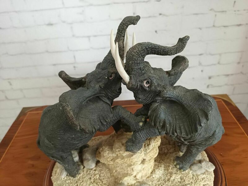 Vintage Pair Large African Elephants Statue Sculpture Figurine Elephant