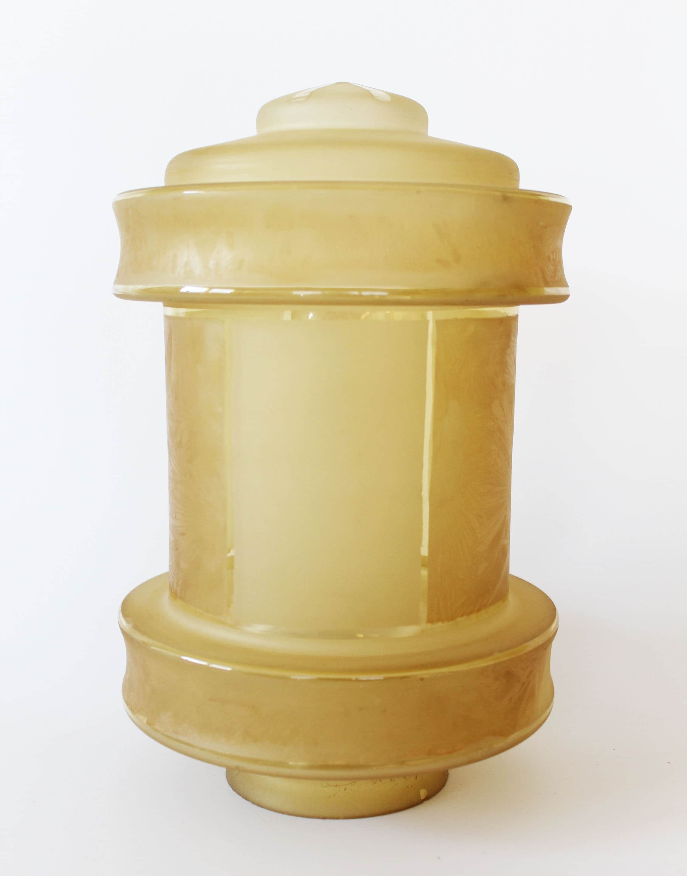 Tall Large Art Deco Glass Globe, Frosted Glass Globe, Light Brown Color