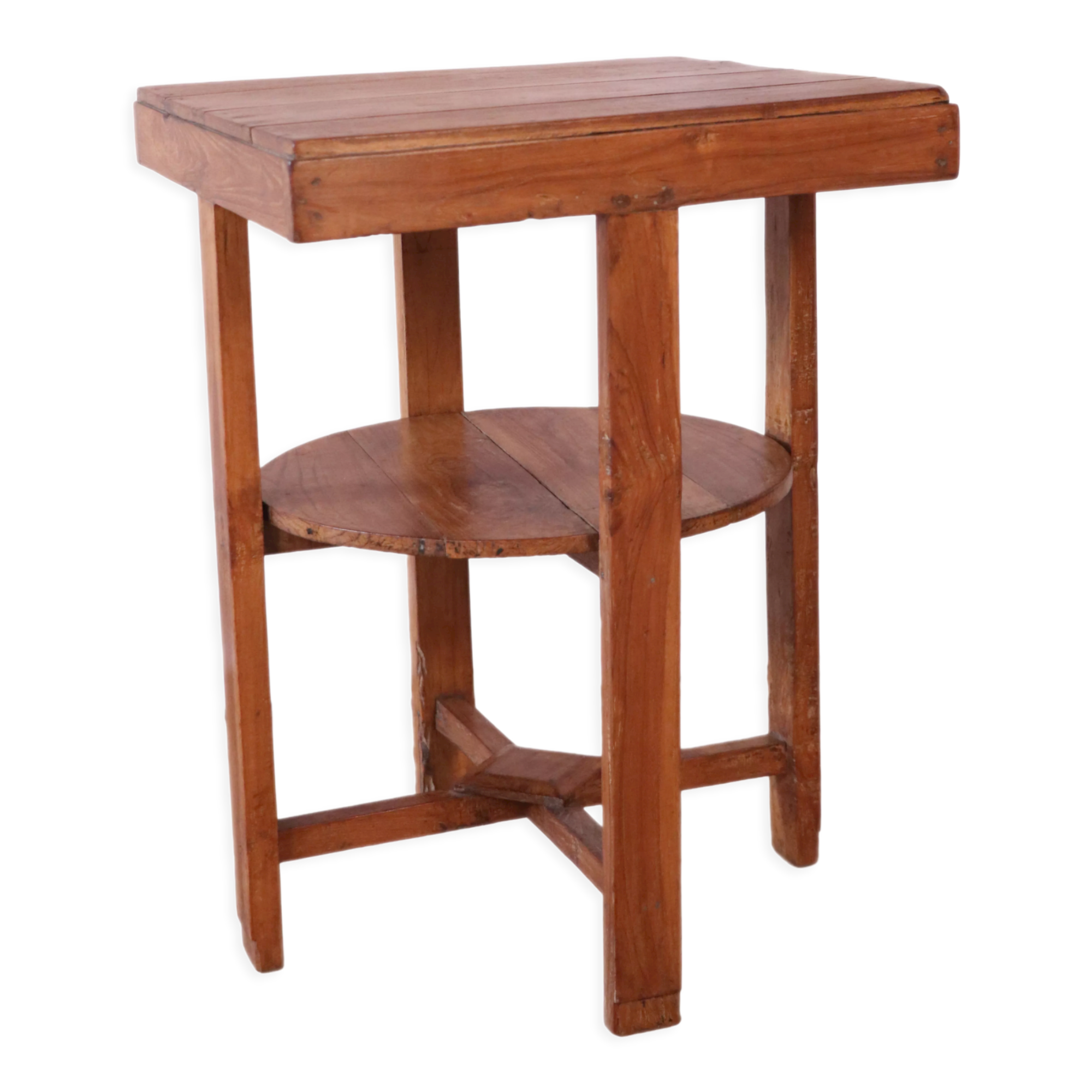 Old Art Deco Pedestal Table In Burmese Teak Vinterior