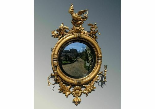 Good Regency Convex Giltwood Mirror Dragon Crest