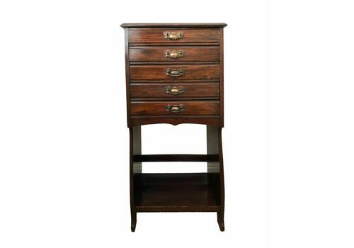 Antique Edwardian 5 Drawer Sheet Music And File Cabinet