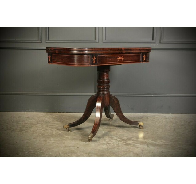 Regency Rosewood Inlaid Card Table photo furniture