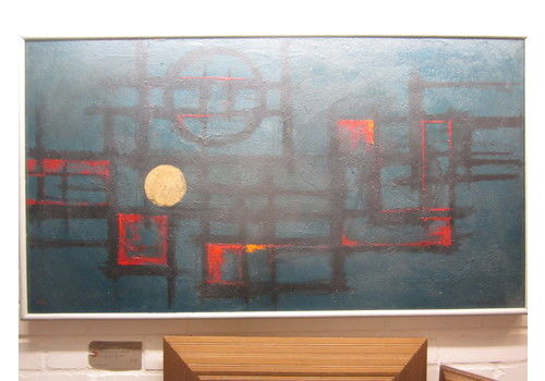 Modernist 1960/70's Abstract Oil On Board By Antonin (Tony) Bartl (1912 1998) In Original Painted Frame 