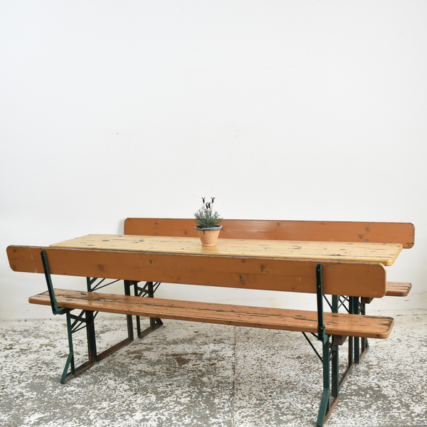 Vintage German Beer Hall Table And Benches Set E Vinterior
