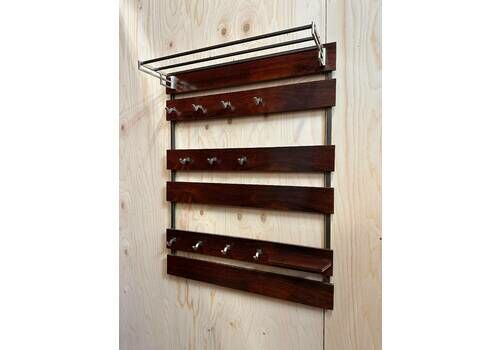 Mid Century Rosewood Coat Rack With Shelf