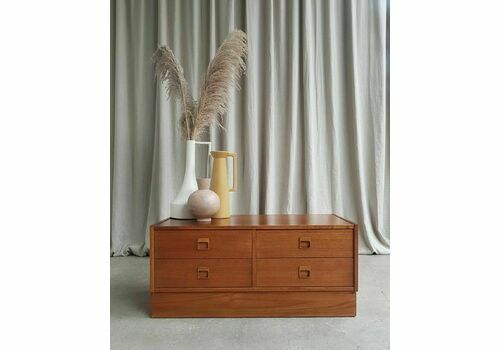Vtg Mid Century Danish Low Multi Chest Drawers Compact Sideboard Scandi R107