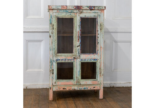 Green & Pink Glazed Indian Cabinet