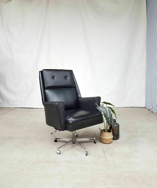 Vtg Mid Century Danish Swivel Chrome Lounge Armchair Chair Retro 60s