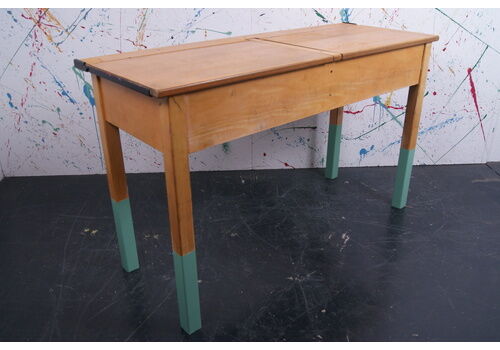 Children’s Tall Customised Double Desks With Lift Up Lids And Half Painted Legs