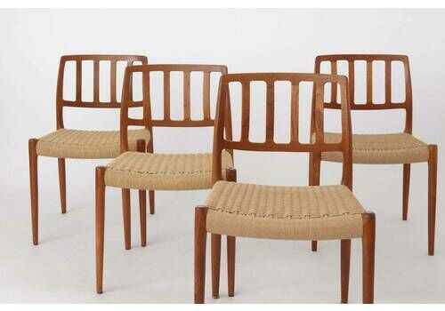 4+2 Niels Moller Mid Century Teak Dining Chairs With Papercord Seats Model 83, Set 2 Armchairs & 4 Side Chairs   Reserved For Sarah