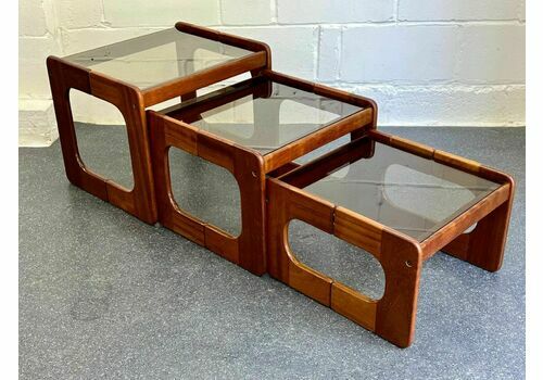 Side Tables Nest Of Tables Smoke Glass Vintage Midcentury