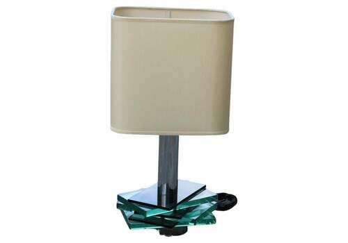 Gallotti & Radice Italian Design Table Lamp Crystall Metal Chrome 1970 Pop Art