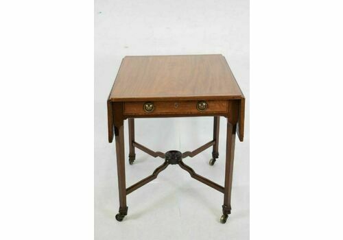 A Georgian Mahogany And Satinwood Pembroke Table With X Framed Stretchers