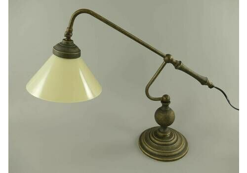 Art Deco Vintage Table Lamp Antique Brass Lamp Drop Opal Glass