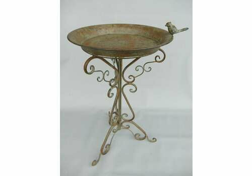Antique Style Vintage Garden Bird Bath Iron Rustic Brown