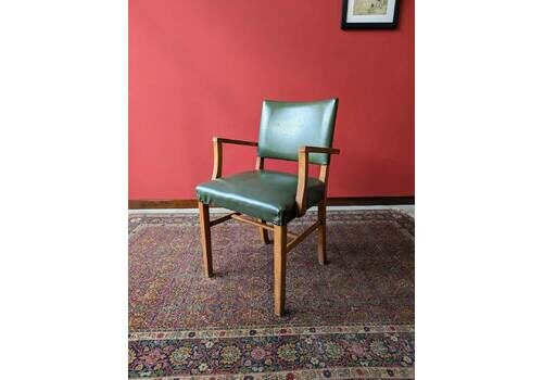 Mid Century Light Oak Upholstered Office Chair / Desk Chair