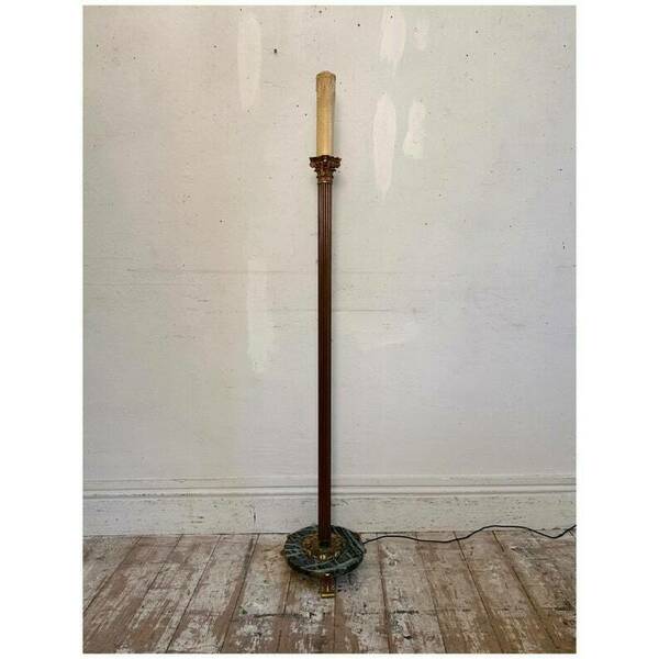 Art Deco Reeded Floor Lamp With Malachite Base C.1920 photo furniture