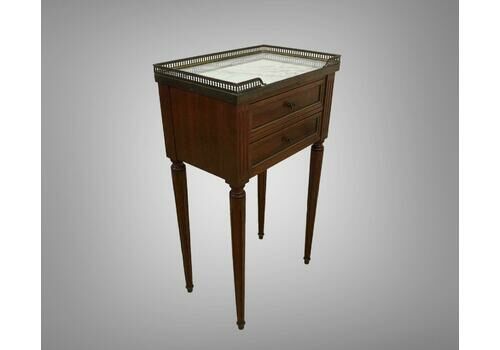 French Empire Style Mahogany Marble Top Bedside / End Table