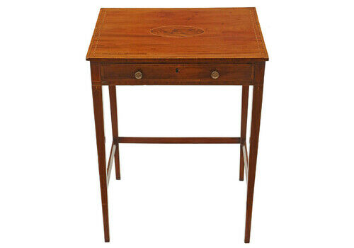 Antique Fine Quality Early 19th Century Inlaid Mahogany Writing Side Table Desk Edwards And Roberts