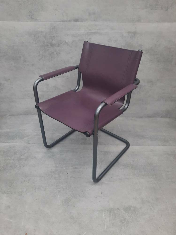 Of Matteo Grassi Visitor Chair In Purple Leather 1970s Mart