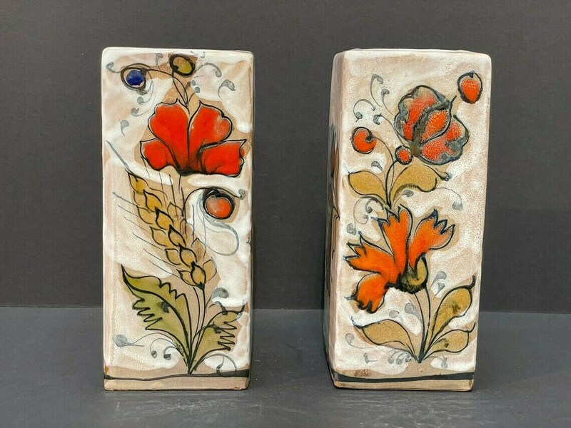 Surrealist Square Vases By Elio Schiavon, Signed, 1970s, Vintage