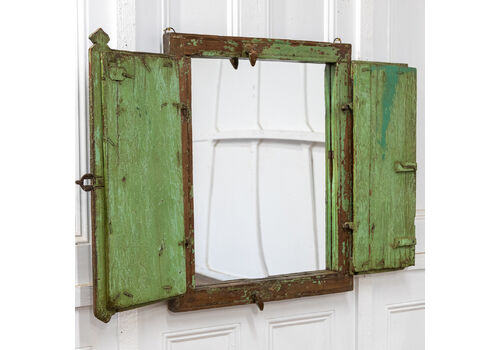 Green Wooden Indian Shutter Mirror Rwi8358