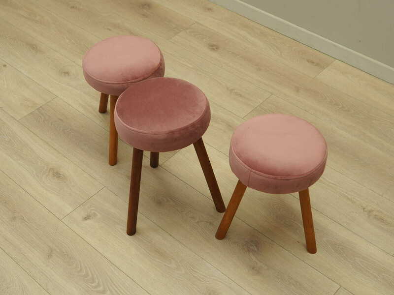 Set Of Three Pink Footstools, Danish Design, 1960s, Production: Denmark photo for sale