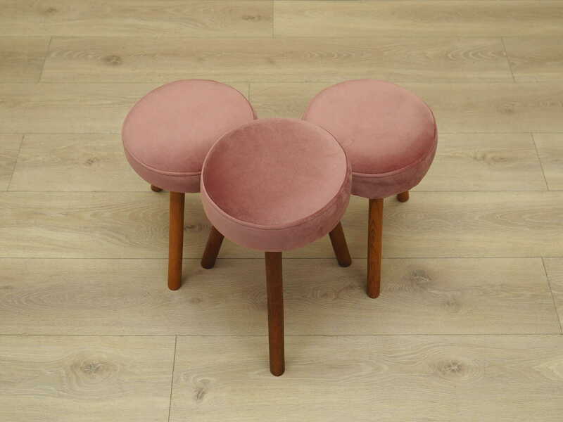 Set Of Three Pink Footstools, Danish Design, 1960s, Production: Denmark photo Furniture