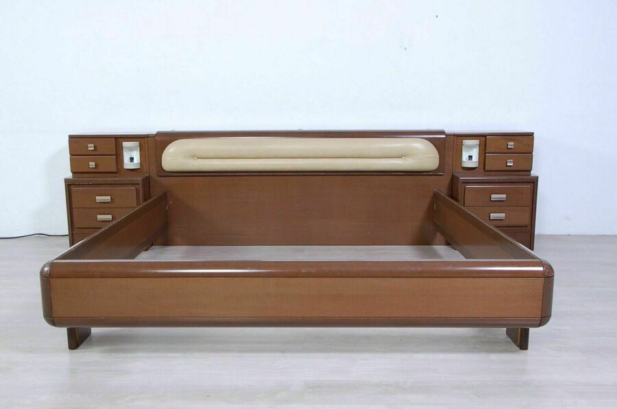 Design Double Bed Structure From The 70s, Headboard Containing Bedside