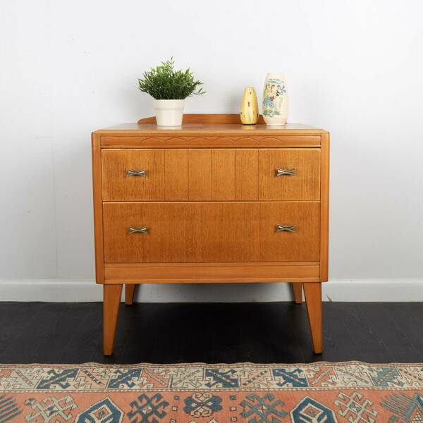 Mid Century Oak Chest Of Drawers Bedside By Lebus Furniture
