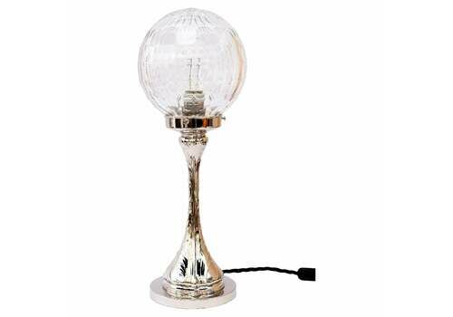 Art Deco Nickel   Plated Table Lamp With Original Cut Glass Shade Vienna 1920s