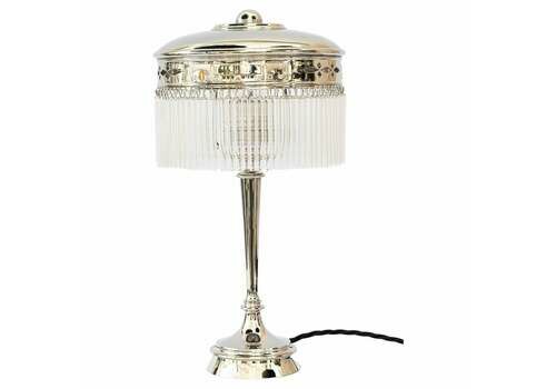 Art Deco Nickel   Plated Table Lamp With Glass Sticks Vienna Around 1920s
