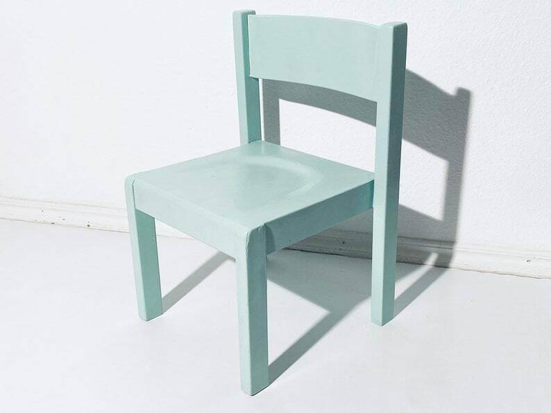 Vintage Turquoise Childrens Chair Kids Stool Vintage Shabby Chic