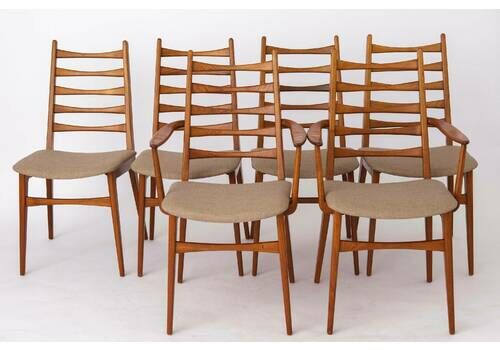 6 Mid Century Dining Chairs, 1960s, Germany, Teak, Vintage