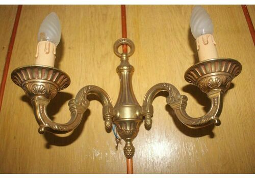 Heavy Vintage Gilt Bronze Wall Lights/Sconces With Twin Arms 1940`s