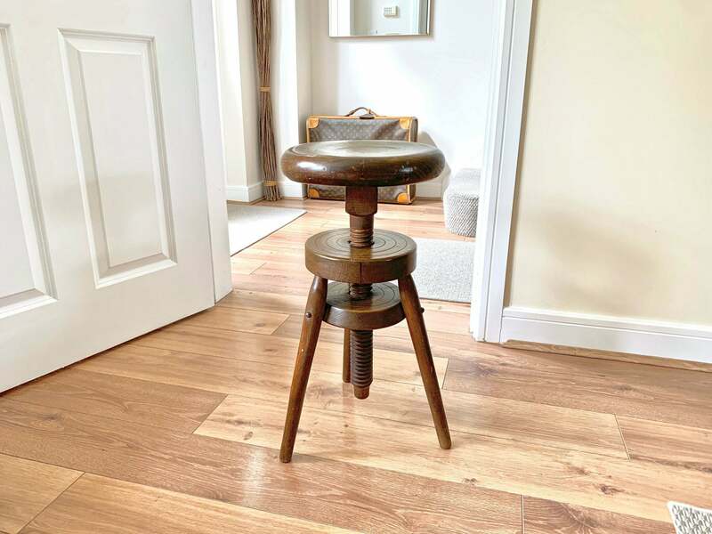 Vintage French Artists Stool, Antique Elm Potters Stool, Antique