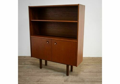 Danish Teak Bookcase With Cupboard