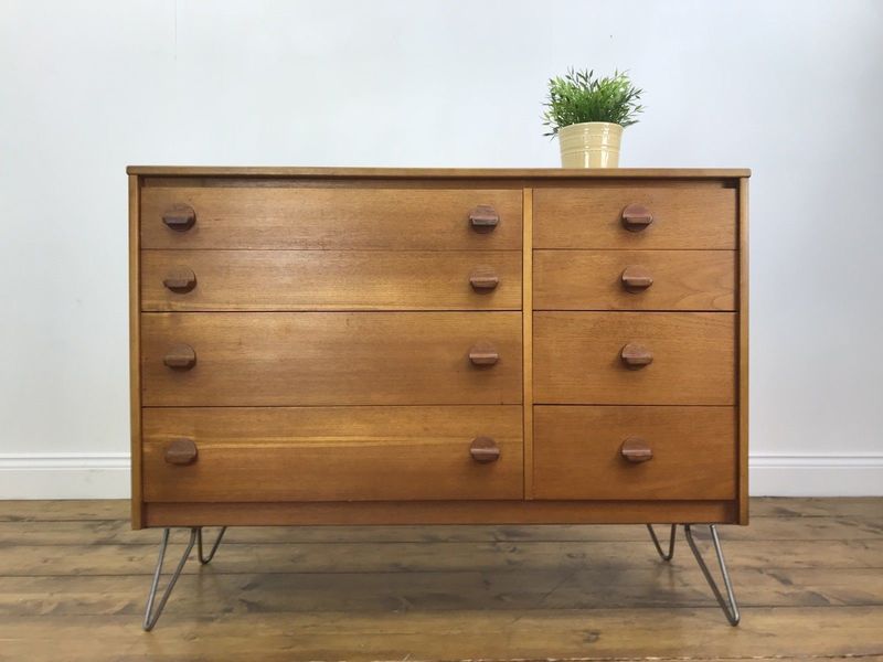 Stunning Stag Chest Of Drawers On Hairpin Legs Vintage Retro