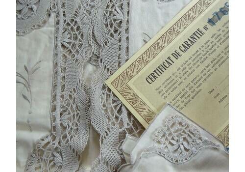 Handmade Cotton Lace Tablecloth And 12 Napkins | French Table Linen | Set Of Table Linen | Lace Tablecloth And Napkins