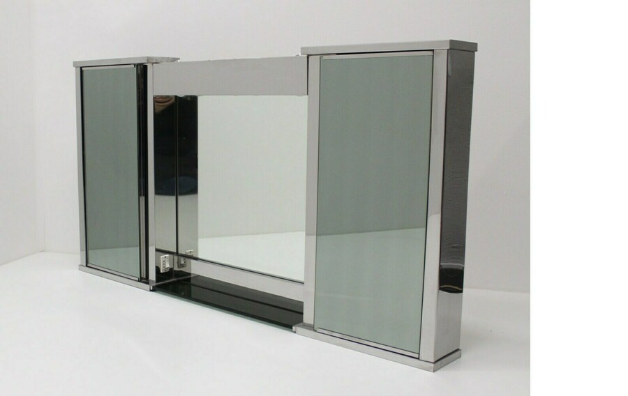 Vintage Storage In The Bathroom Bathroom With 3 Mirrors Hanging