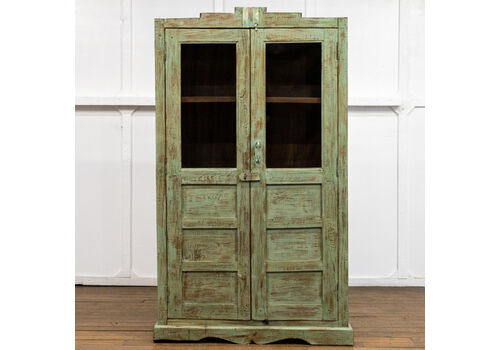 Green Indian Half Glazed Cabinet