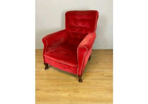 Victorian Red Velvet Armchair Circa 1890