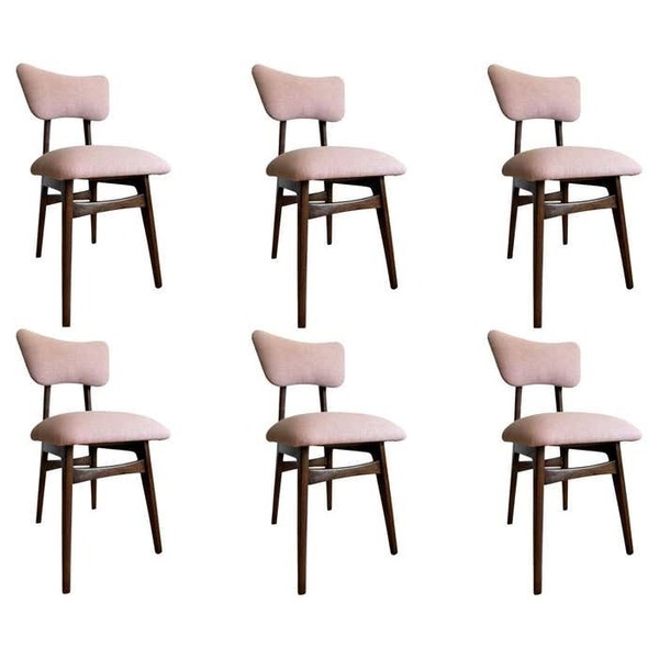 Set Of 6 Midcentury Light Pink Dining Chairs, Europe, 1960s Vinterior