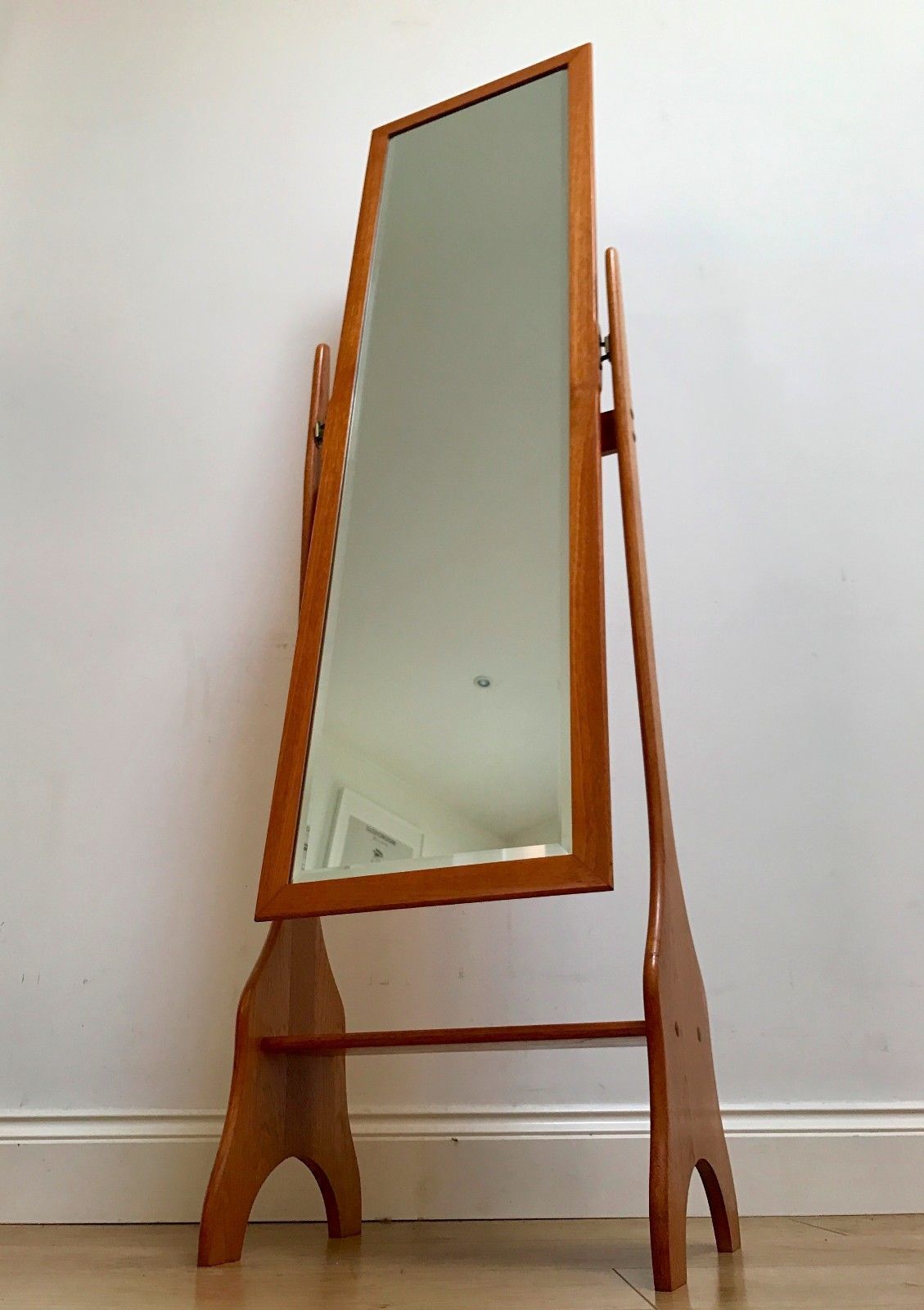 1960s Danish Style Teak Cheval Mirror Vinterior