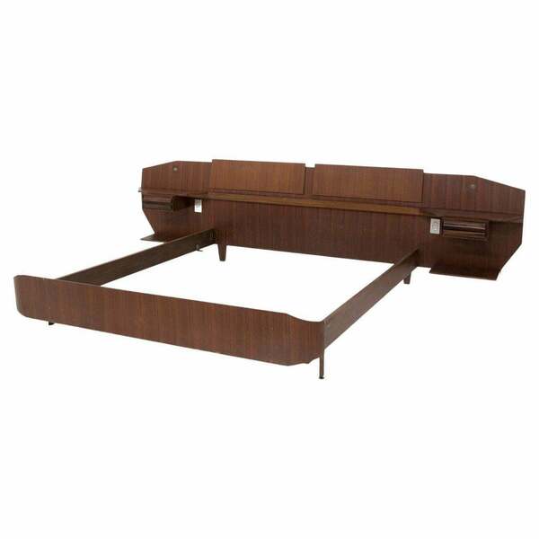 Vintage Italian Double Bed With Bedside Tables Attributed To Ico