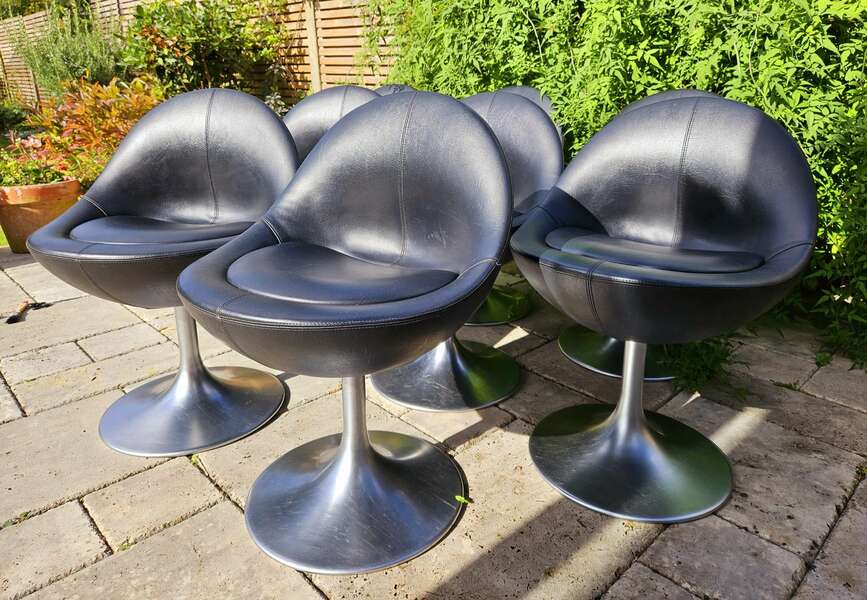 Tulip Moller Chairs Six 1970s Space Age 