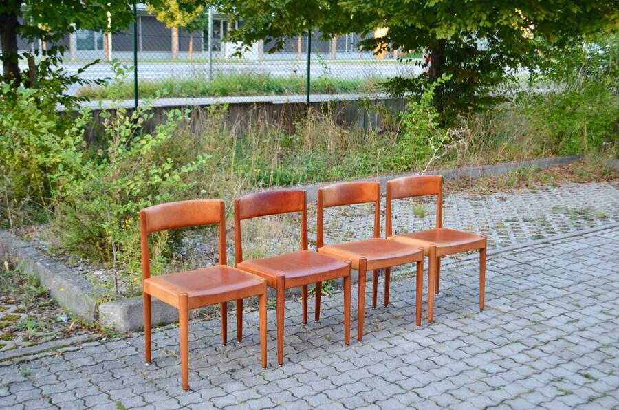 Aage Schmidt Christensen Fritz Hansen Danish Teak Cognac Dining Chair Set Of 4 photo furniture