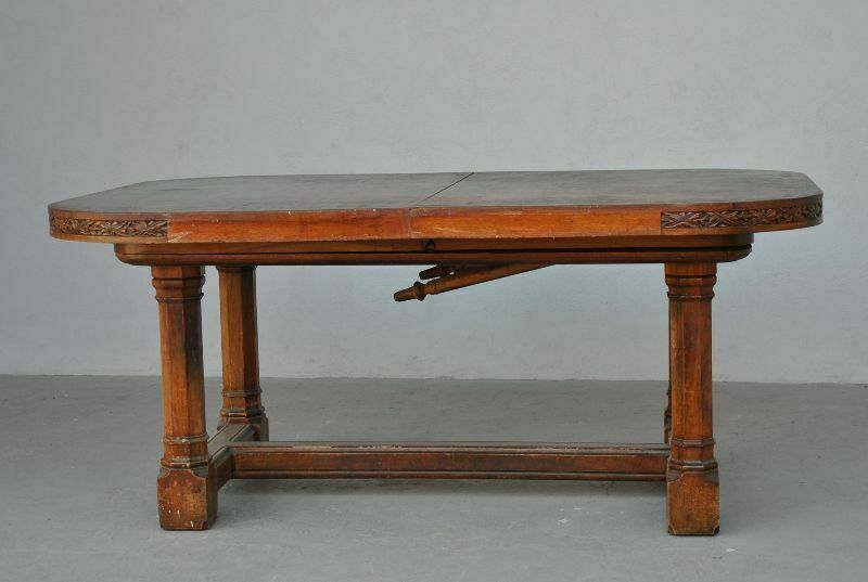 Gothic Style Walnut Dining Table photo furniture