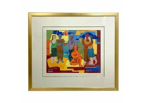 Mid Century Modern Watercolour Signed 