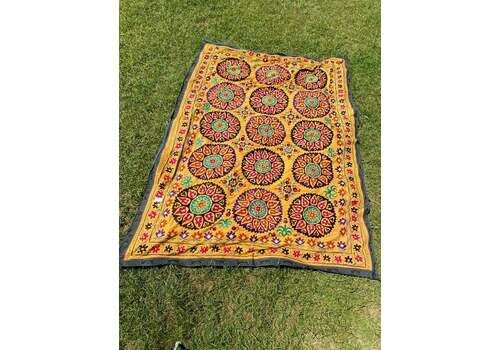 Ochre And Purple Suzani Throw, Oriental
